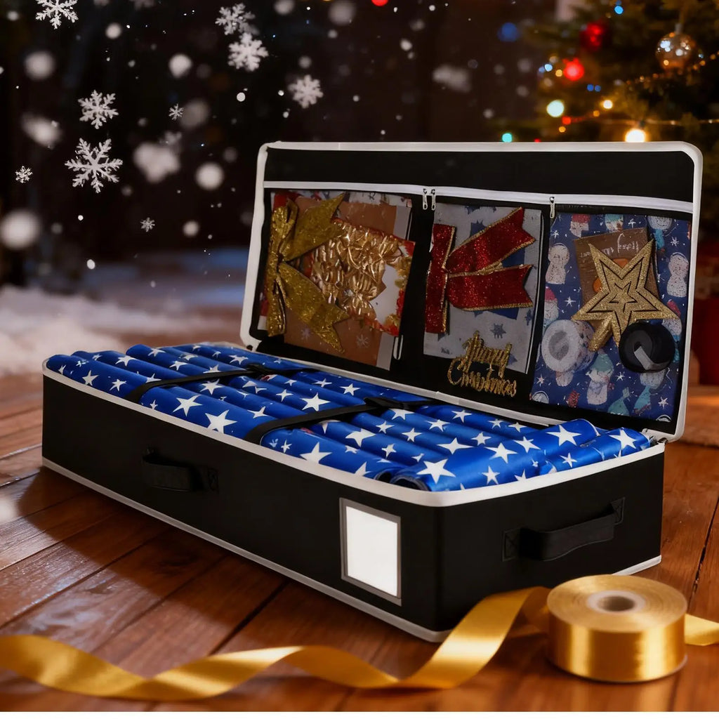 Wrapping Paper Organizer Storage Christmas Large Organizer Wrap Paper Containers with Pockets for Ribbons Bows Stationery Tools Zpaxo
