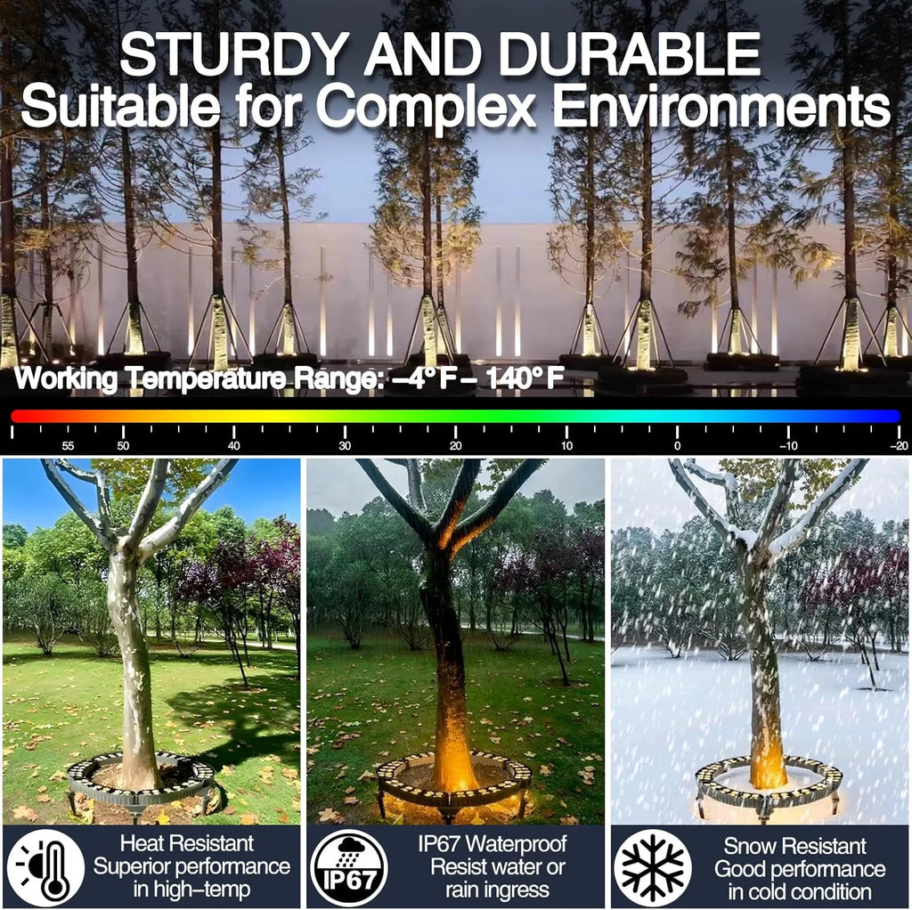 LED Tree Hugging Light Warm White IP65 Waterproof AC220V DIY Assemble Tree Spotlight with Ground Spike for Garden Courtyard Path Zpaxo