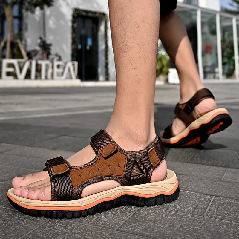 Summer Men Sandals Leather Mens Casual Shoes Outdoor Beach Roman Zpaxo