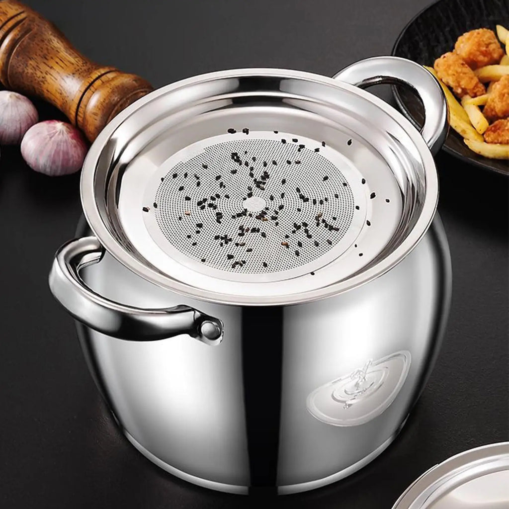 Stainless Steel Bacon Grease Container Fat Storage Canister Strainer