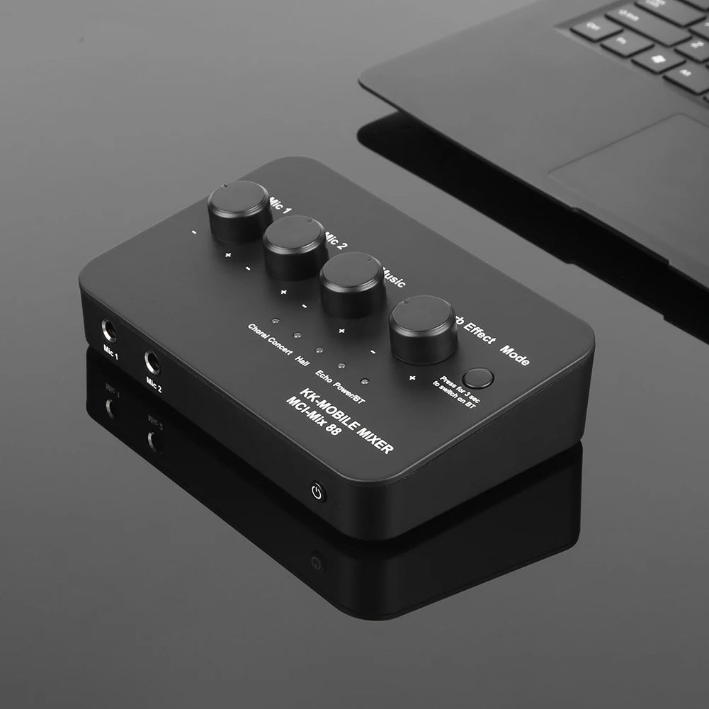 Portable Karaoke Microphone Mixer AUX IN/OUT BT Connection Dual Mic Inputs Digital Audio Mixer for DJ Sound Home Party & Theater Zpaxo