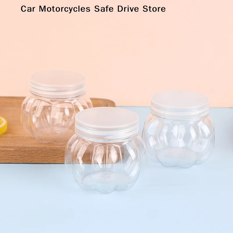 Pumpkin Jar Transparent Plastic Lid Candy Cookies Grain Tea Seasoning