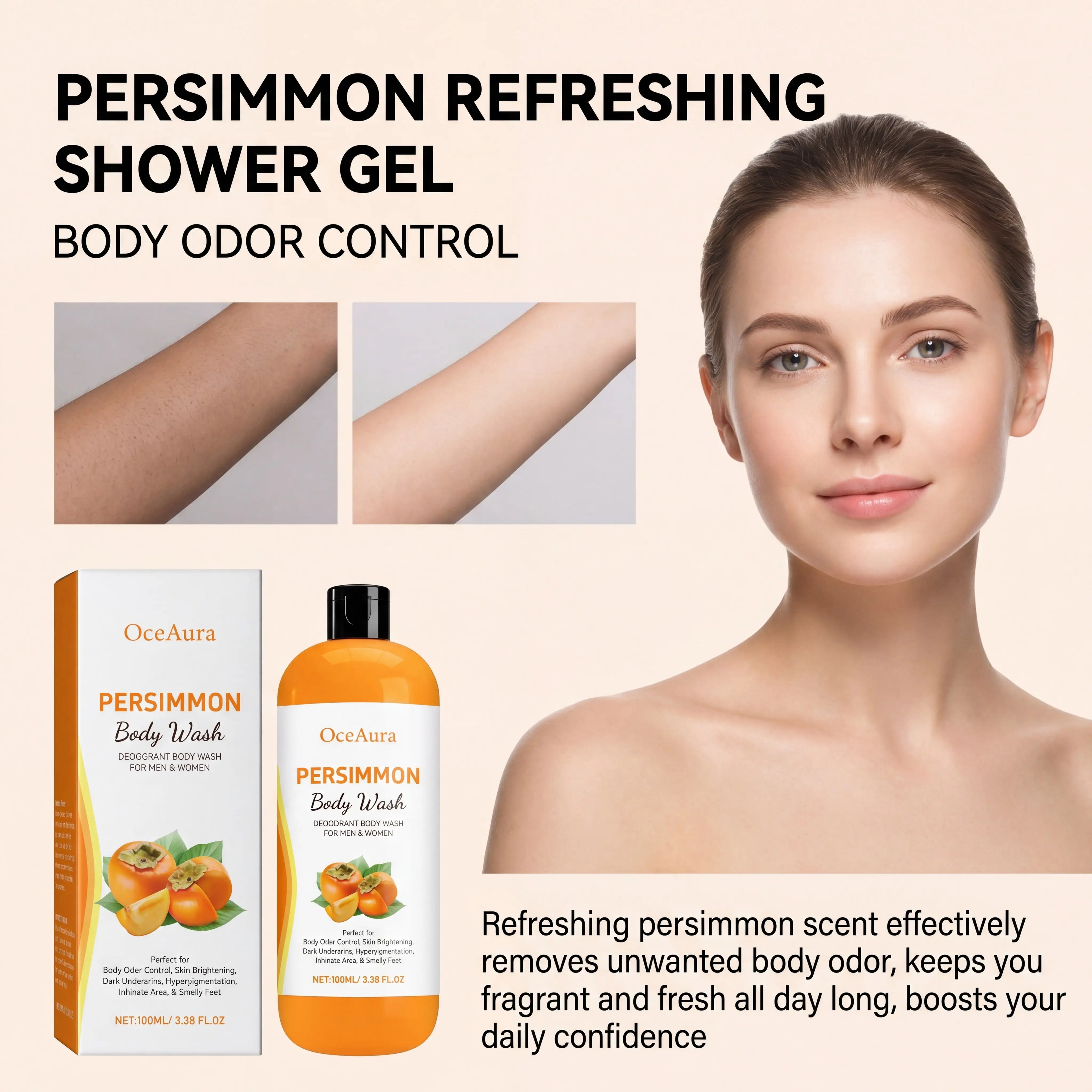 100ml Persimmon Body Wash Rosemary Lavender Flaky Skin Care Stabilizing Restoring Deep Hydration Lock Portable Travel Shower Gel Zpaxo