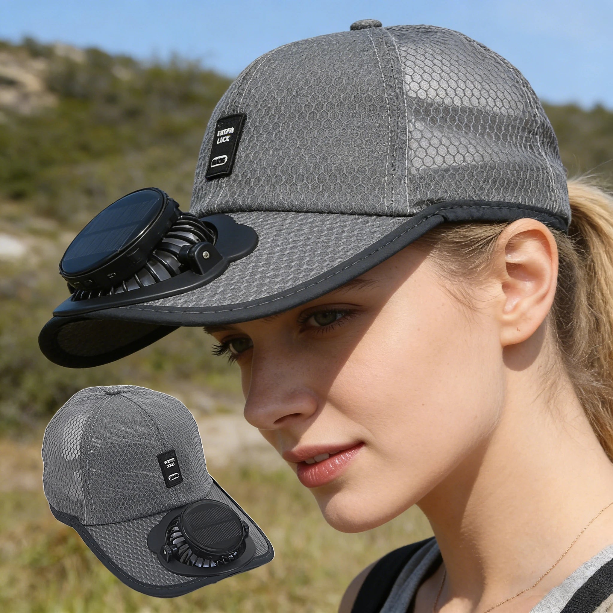 Solar Powered Cap Built-in Fan Unisex Breathable Mesh Sun Hat Outdoor