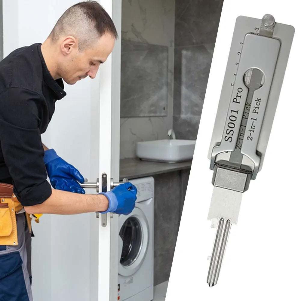 1 Stainless Steel Key Decoder Portable Precision Hook Pickup Hand
