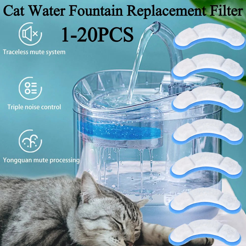20- Pet Water Fountain Filters Replacement Activated Sponge Carbonfor