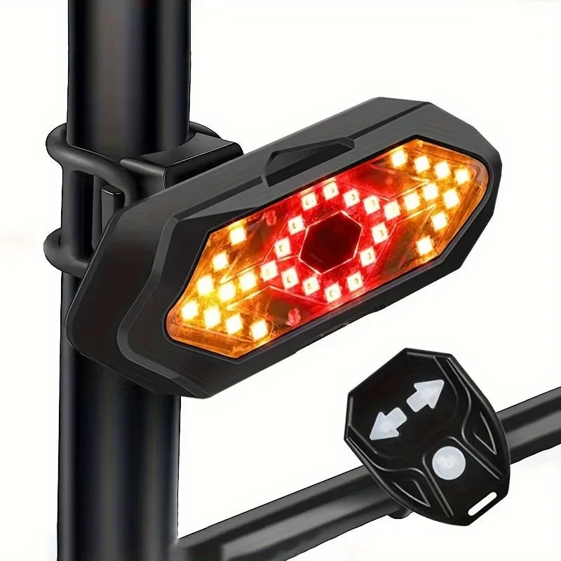 Wireless Remote Control USB Turn Signals Bicycle Tail Light Bike Rear Light MTB Road Taillight with Bike Horn Bike Accessories Zpaxo Q3 RED