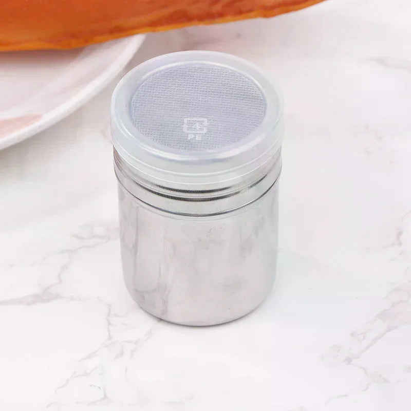 Kitchen Cake BBQ KitchTools Stainless Steel Coffee Shaker Cocoa Chocolate Flour Powdered Sugar Sieve Filters With Lid 1Pc Zpaxo