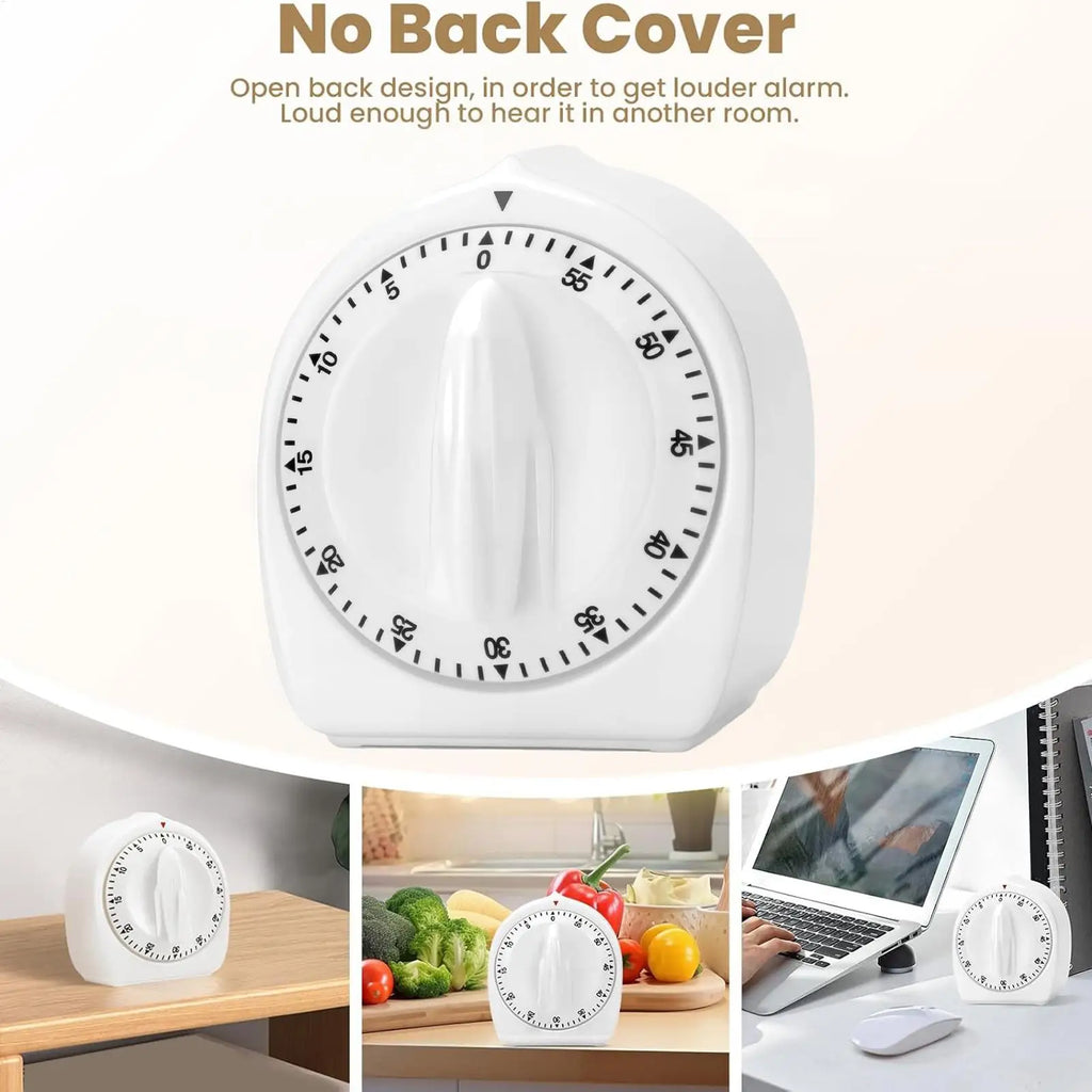 Cooking Timer Elderly 60-Min Wind Up Kitchen Loud Alarm Visual Baking