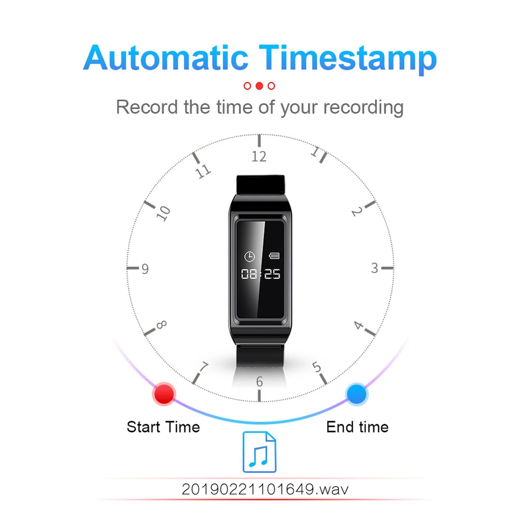 Camera Recorder Watch HD Noise Reduction Voice Activated Sweat Proof