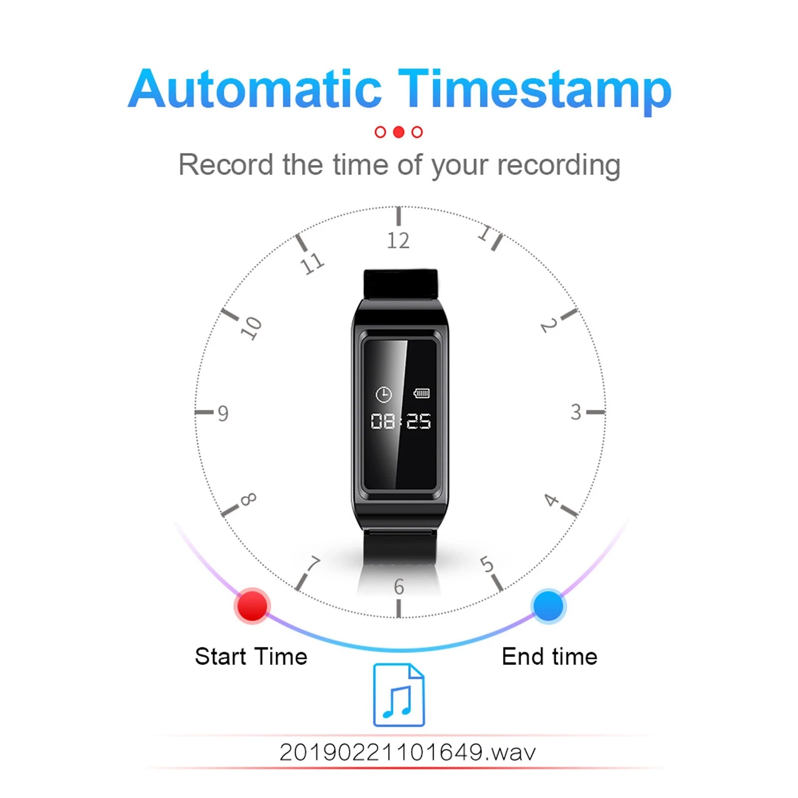 Camera Recorder Watch HD Noise Reduction Voice Activated Sweat Proof
