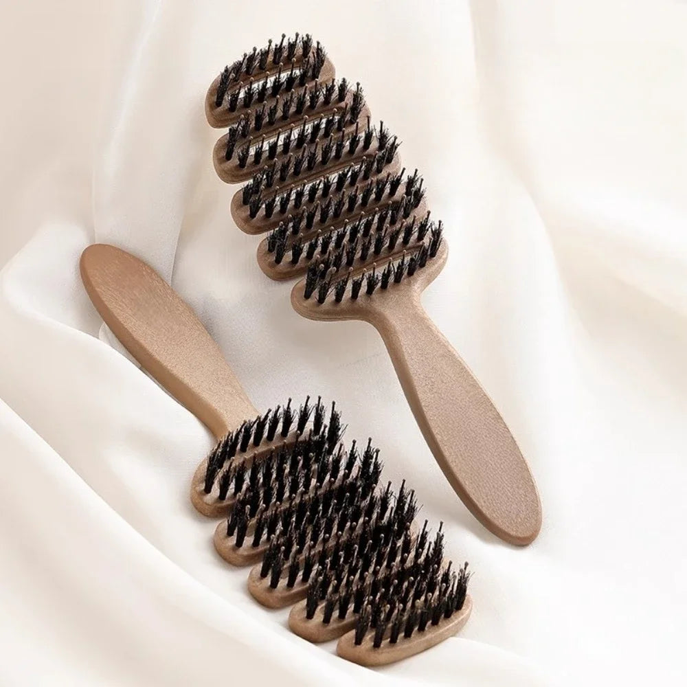 Boar Bristle Paddle Hair Brush Anti Static Comb Hairdressing Massage Comb Curly Hairbrush Salon Hair Styling Tools Makeup Tools Zpaxo
