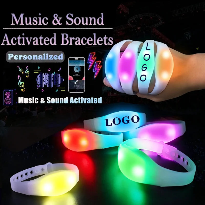 20 Music Sound Activated LED Bracelet Colorful Lights Suitable
