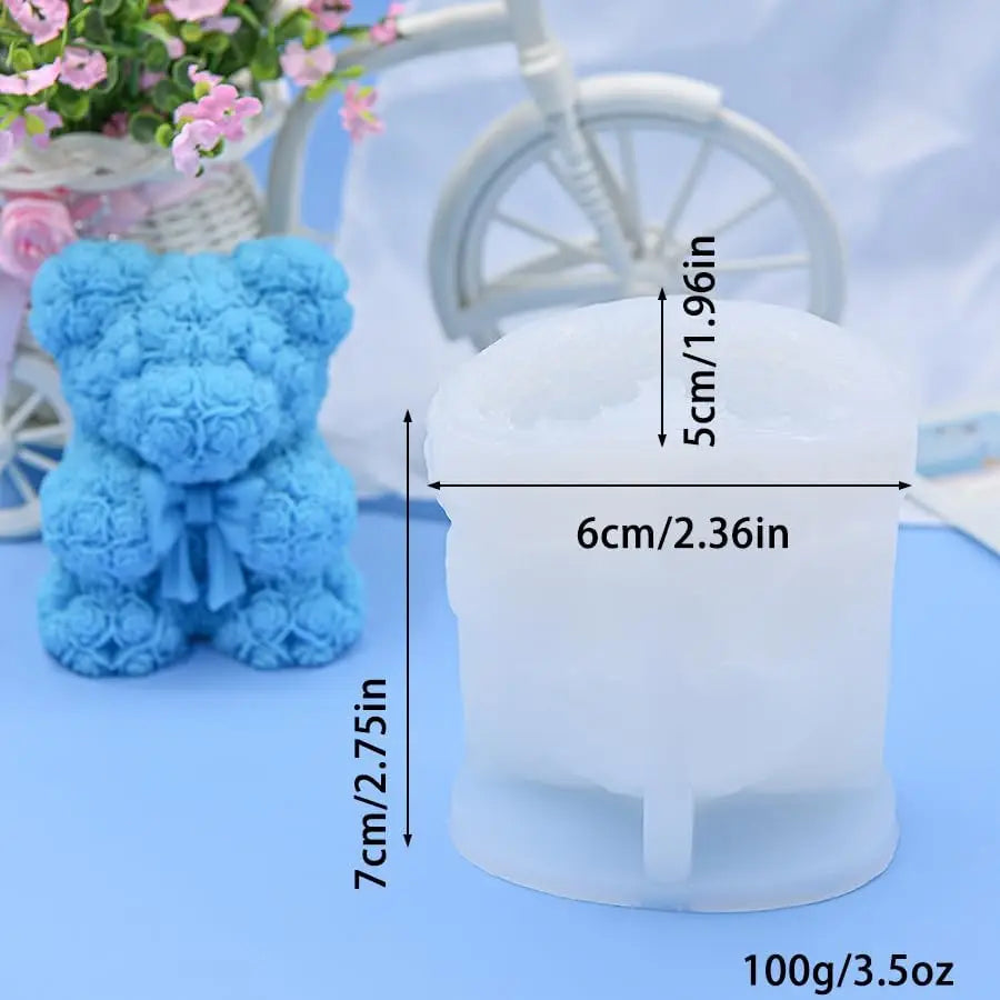 3D Bear Candle Silicone Mold DIY Heart Rose Cartoon Bear Aromatherapy Soap Gypsum Wax Clay Craft Ornament Making Gift Home Decor Zpaxo Rose JZB-0258