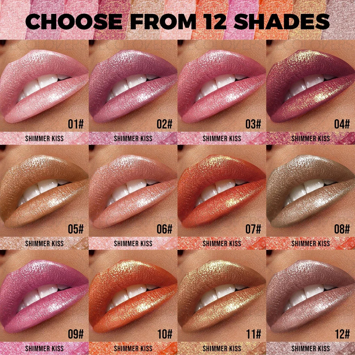 Sparkling Pearlescent Lipstick Long-lasting Shimmering Glitter Finish Zpaxo
