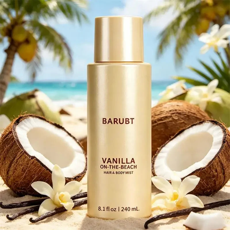 240ml Hair Fragrance Mist Coconut Vanilla Scent Water Based Refreshing Spray Non Sticky Formula Friction Activated Aroma Zpaxo