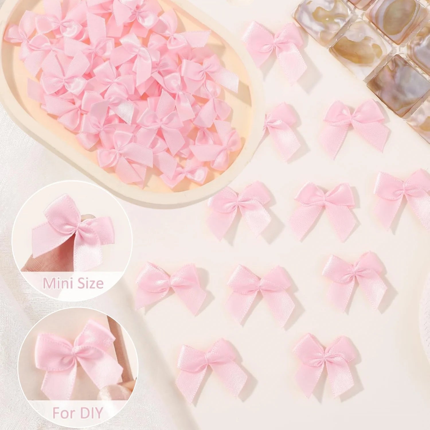 50-200PCS Tiny Pink Crafts Bows Decoration for DIY Cheer Pins Clothespins Accessories Wedding Gift Box Ornament Zpaxo