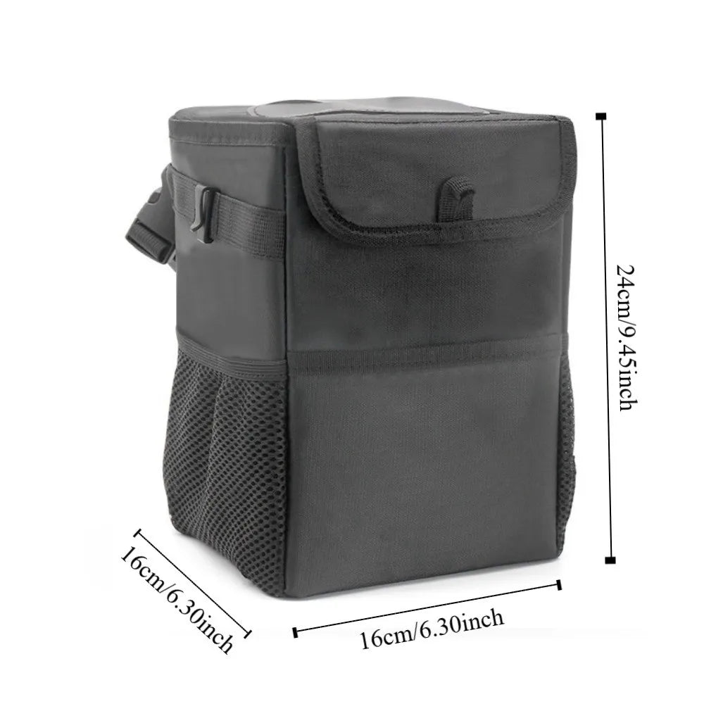 Leak-proof Car Trash Can Lid Storage Pockets Waterproof Hanging Zpaxo