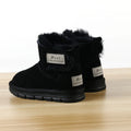 Cowhide Children's Winter Snow Boots Warm Suede Kids Cotton-padded Zpaxo black 26(insole 16.5cm) China Mainland