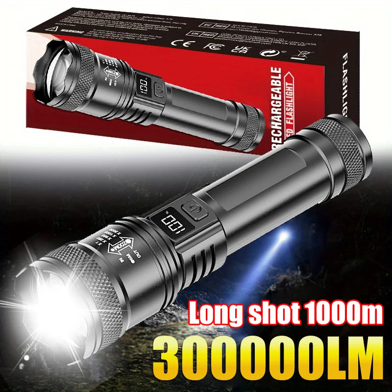 KDULIT USB Rechargeable LED Flashlight – Zoomable Camping Torch