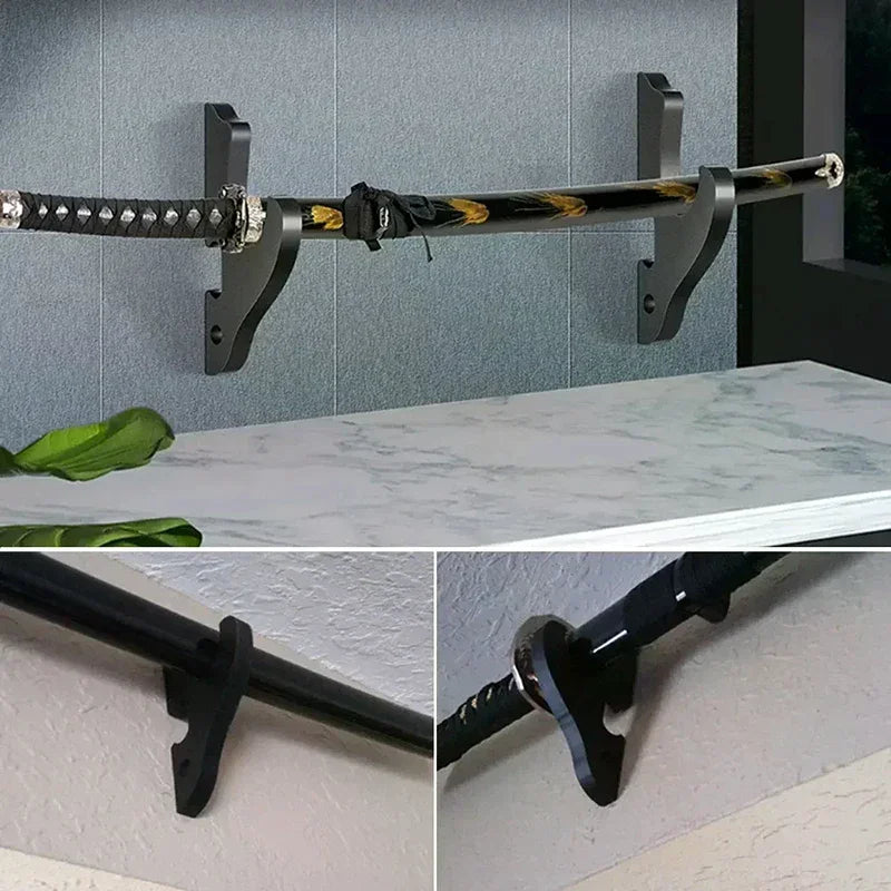 For Samurai Rack Wall Mount Wooden Sword Stand Holder Hook Hanger Adjustable Display Rack Knife Cosplay Wand Sword Zpaxo