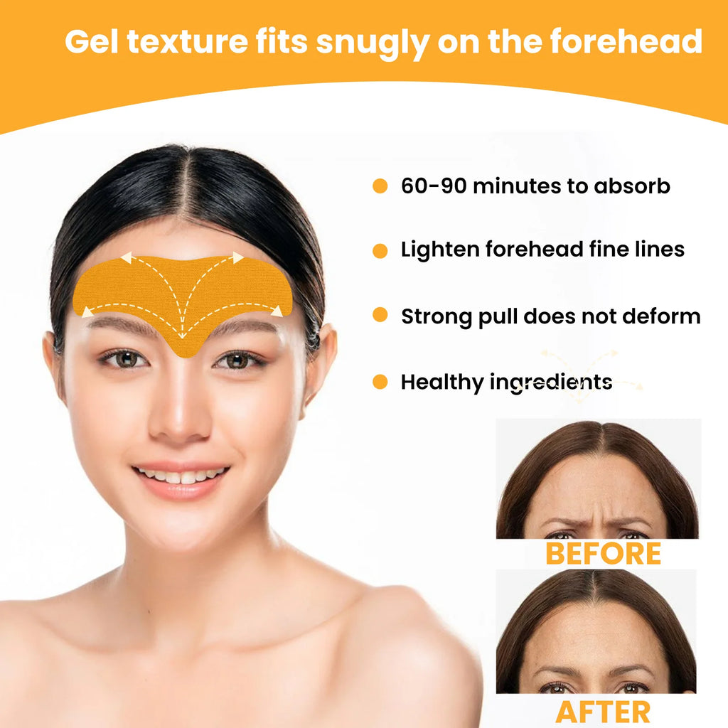 Forehead Wrinkle Patches 10pcs, Anti Aging Facial Strips to Smooth Fine Lines Wrinkles Forehead Lift Tape with Jojoba Oil Zpaxo