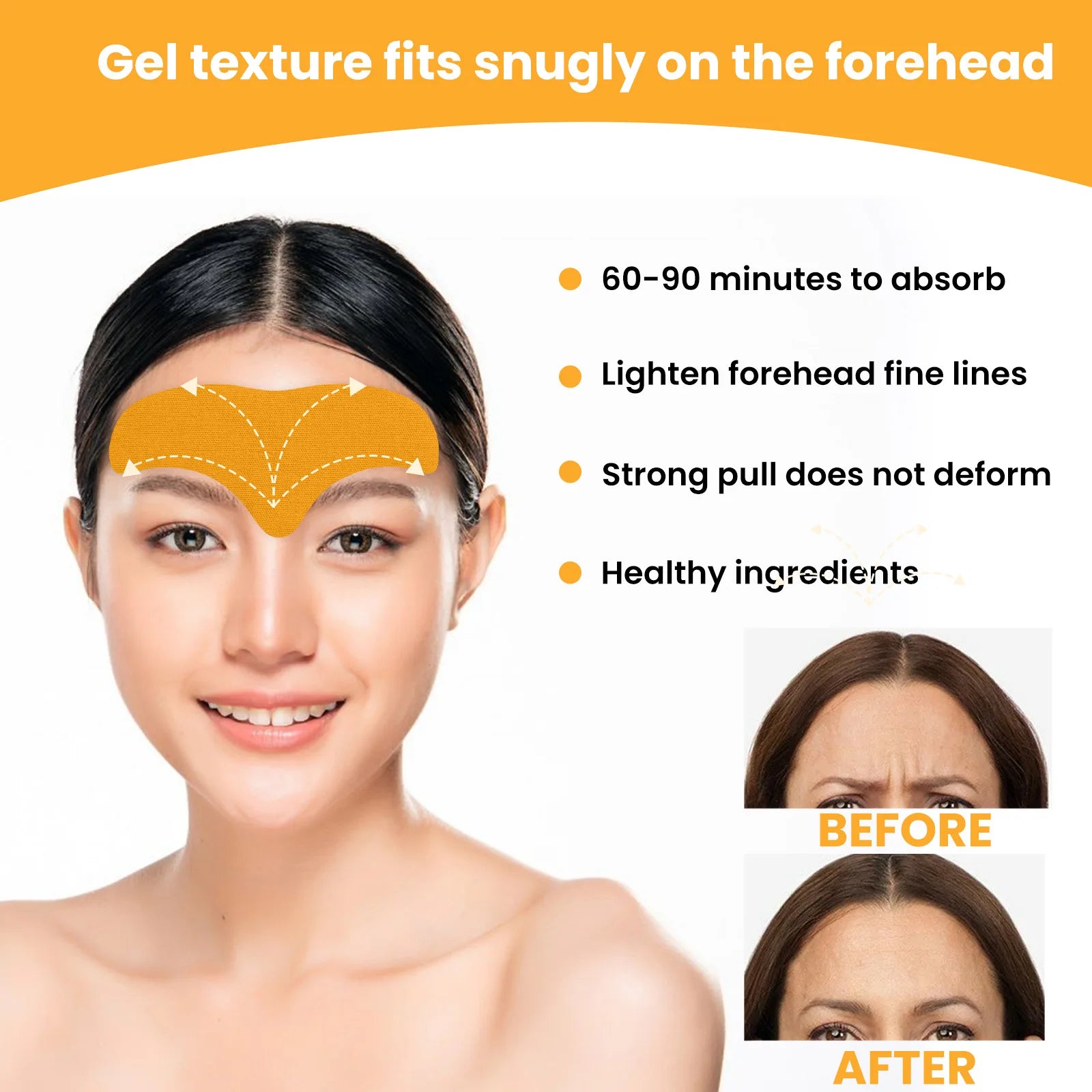 Forehead Wrinkle Patches 10pcs, Anti Aging Facial Strips to Smooth Fine Lines Wrinkles Forehead Lift Tape with Jojoba Oil Zpaxo