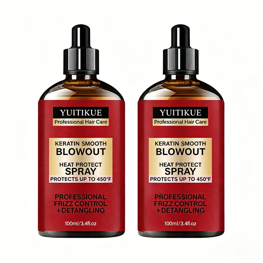 Keratin Heat Protect Spray 450°F – Frizz Control & Detangling Heat Protectant Spray Zpaxo 2pc