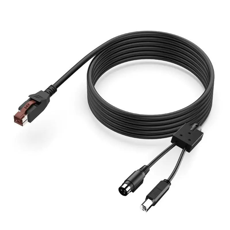 652F 24V Powered USB to 3Pin Power Din Male USB2.0 B Male Data Power Cable Adapter For Barcode Scanning Guns Accessories Zpaxo