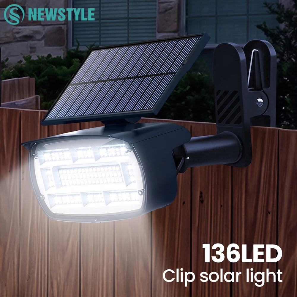 136LED Solar Spot Lights With Clip Outdoor IP65 Waterproof 3 Modes Solar Landscape Spotlights For Garden Yard Pathway Zpaxo