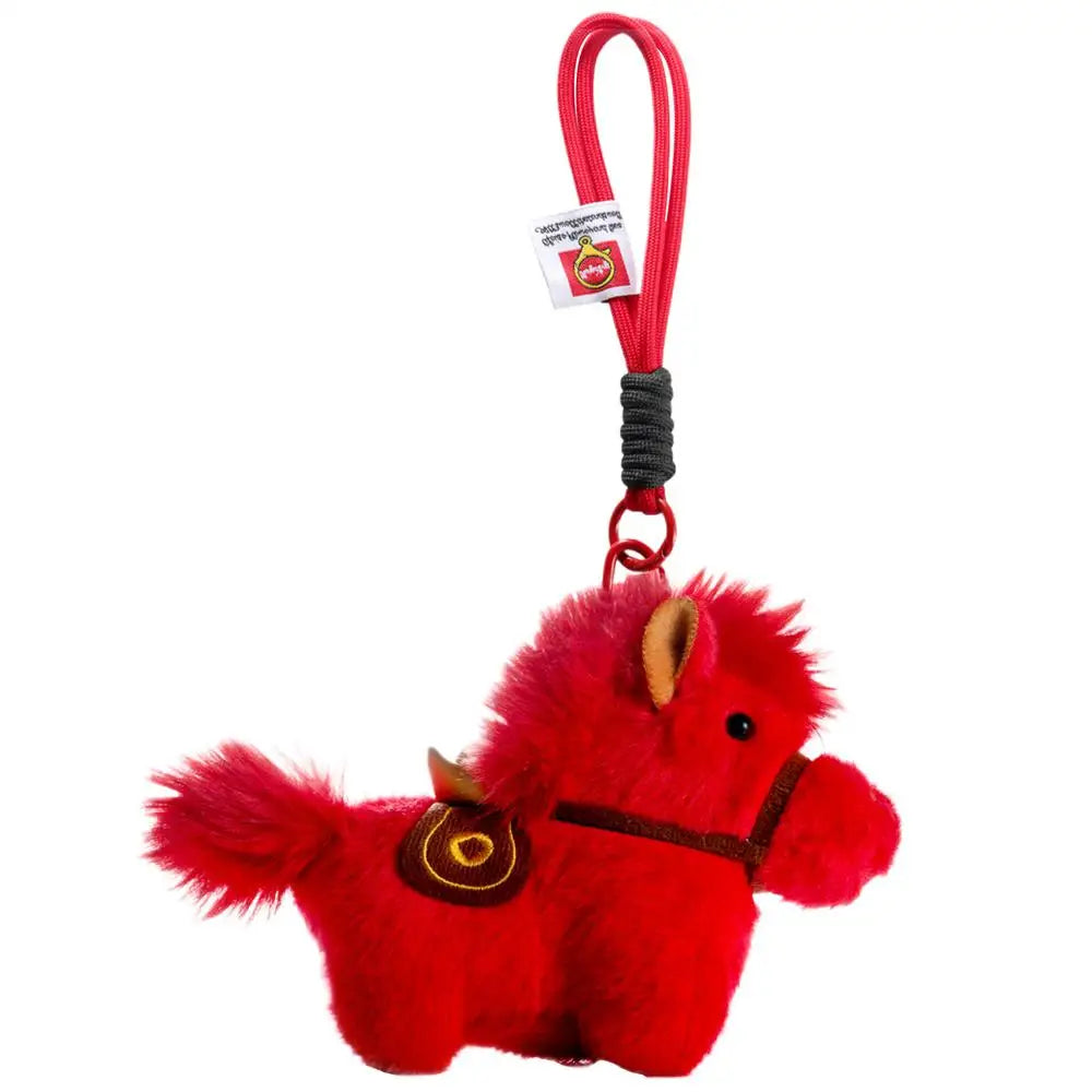 Horse Plush Keychain Chinese Year Red Pendant Soft Animal Keyring