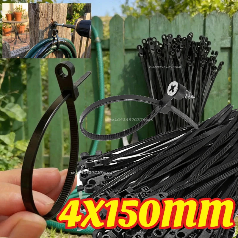 Screw Hole Cable Ties Reusable Fixed Nylon Cable Ties Self-locking Cord Ties Straps Fastening Loop Office Organizer Zip Tie Zpaxo