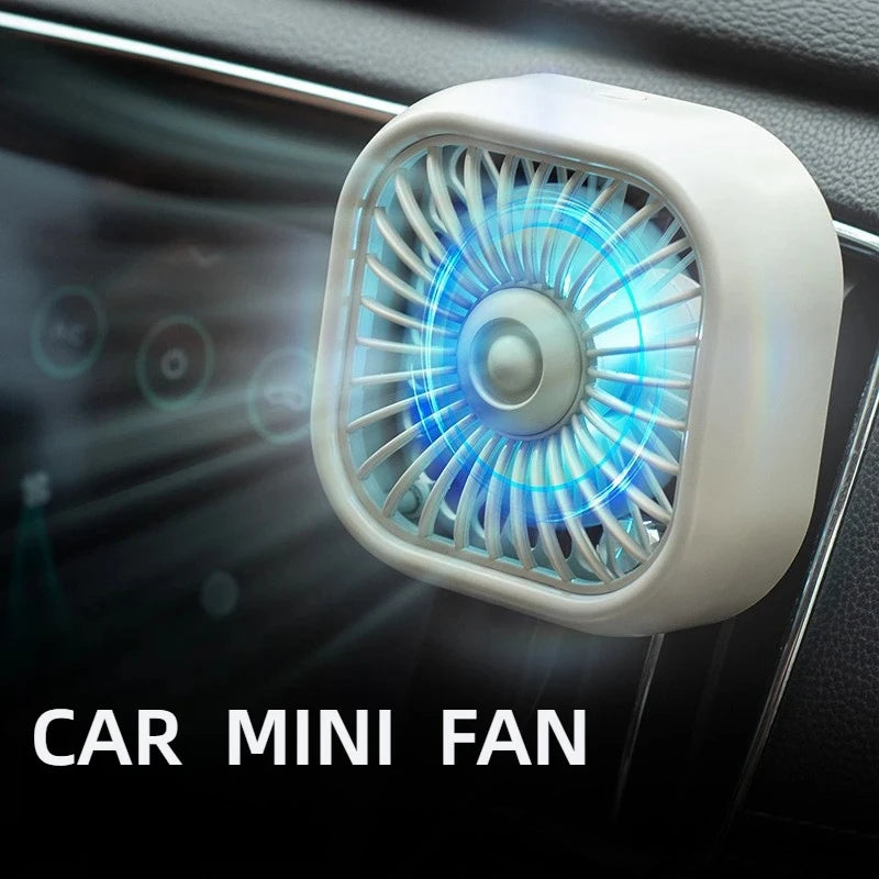 Summer Mini USB Car Fan 3 Speed Adjustable Air Vent Mount Colorful