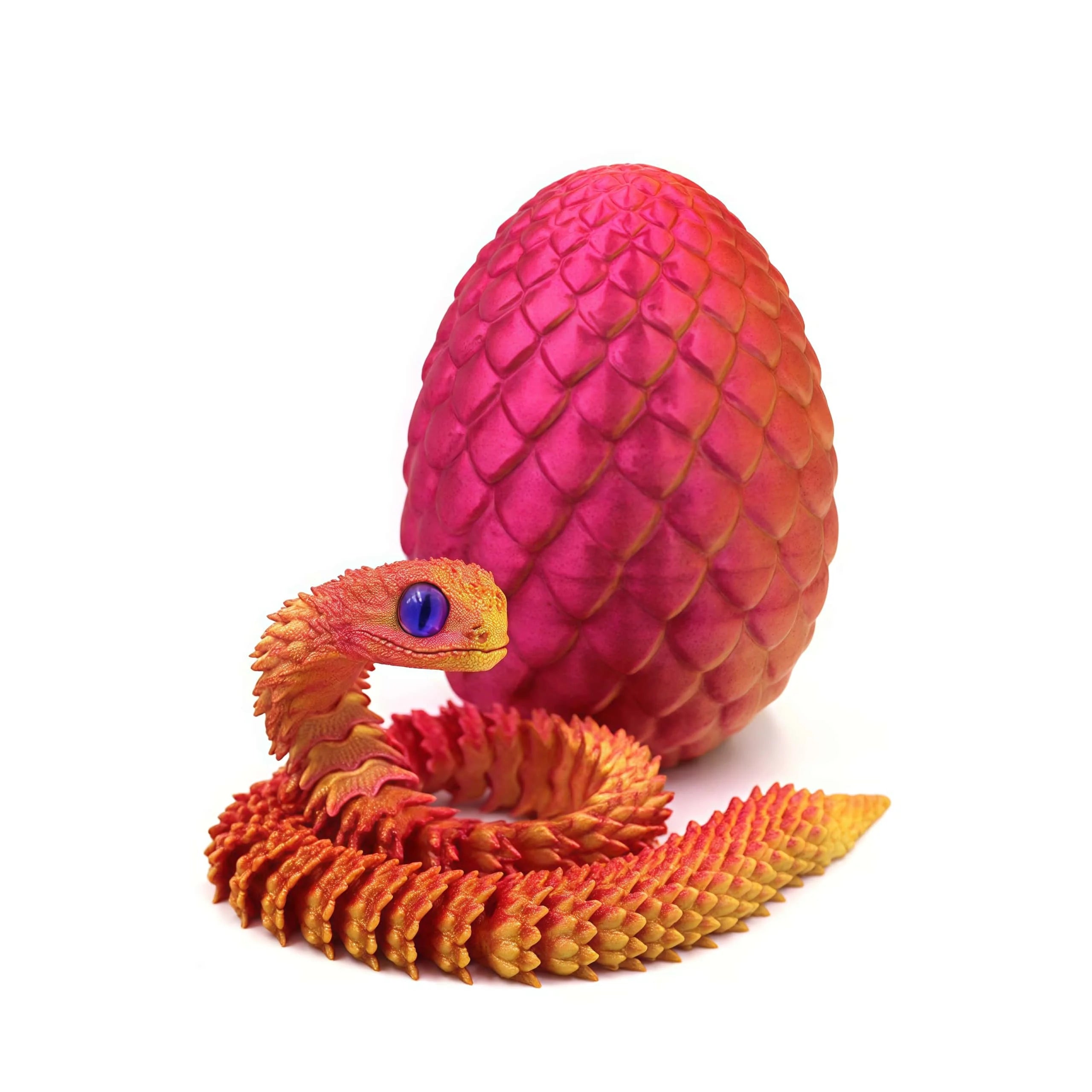 3D printed snake and surprise egg set-desktop decoration, holiday gift (Halloween/Christmas/Thanksgiving), random eye color. Zpaxo Golden red