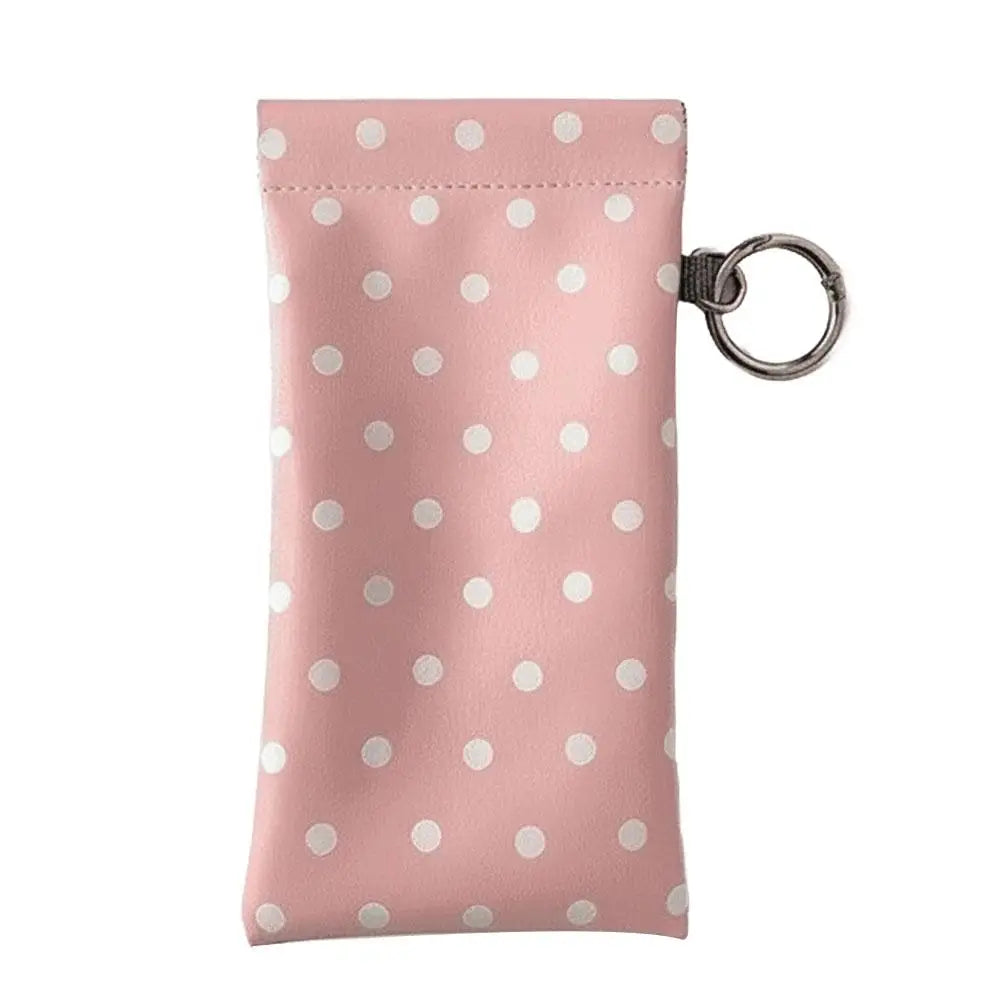 Polka Dot Eyeglasses Case Pouch with Cleaning Cloth & Clip Eyeglasses Case Pouch Zpaxo Pink