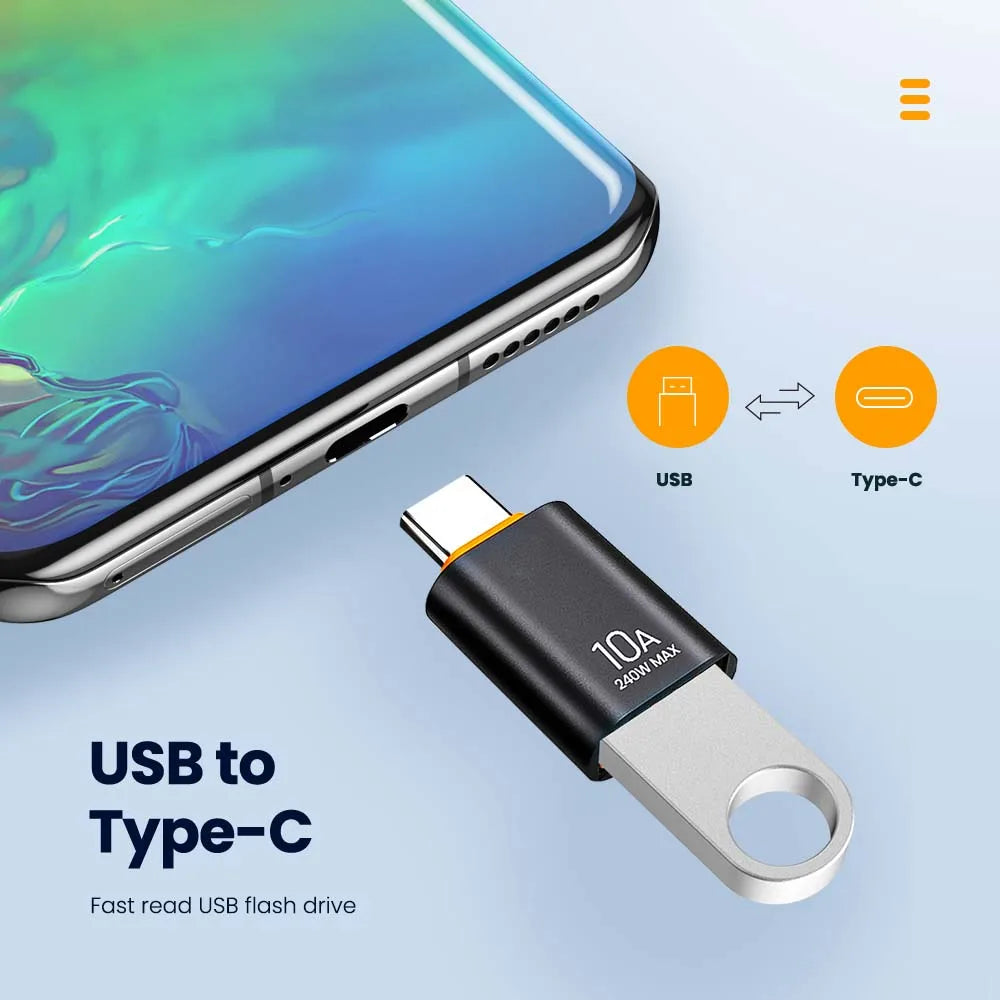 10A USB C OTG Adapter Converter 3 0 240W Laptop Xiaomi Macbook