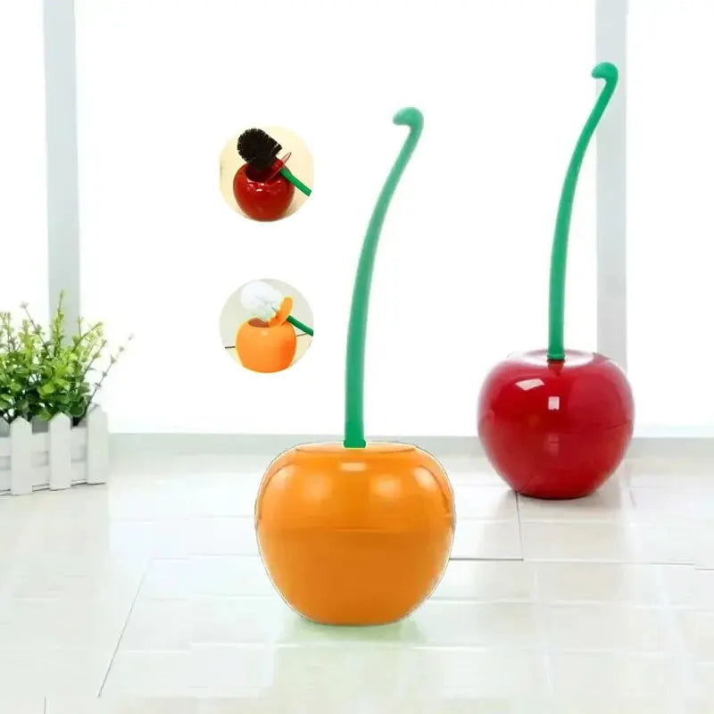 Red Toilet Brush Creative Lovely Cherry Shape Lavatory Holder