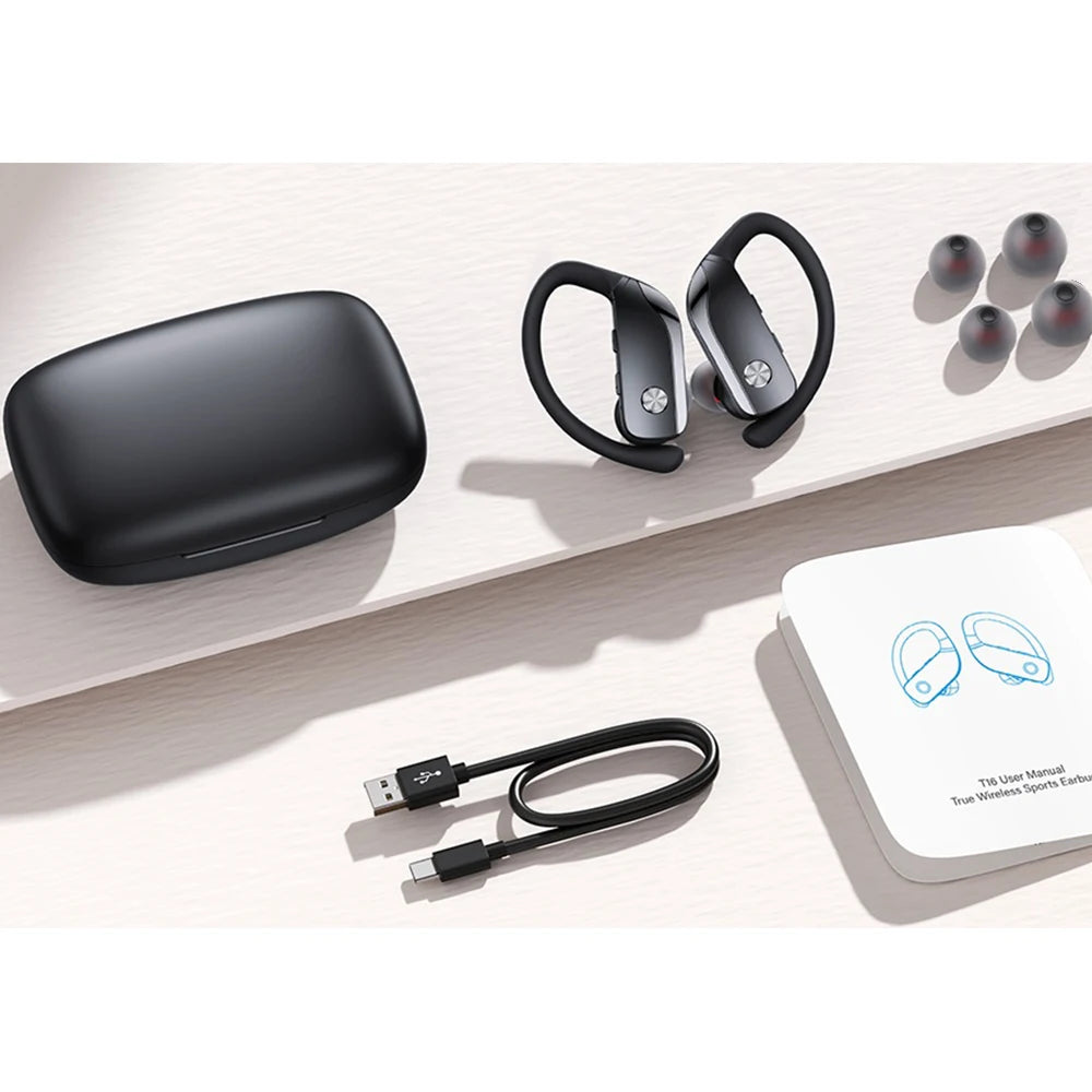 Wireless Earbuds Bluetooth Headphones 48hrs Play Back Sport Earphones Zpaxo T16 Black