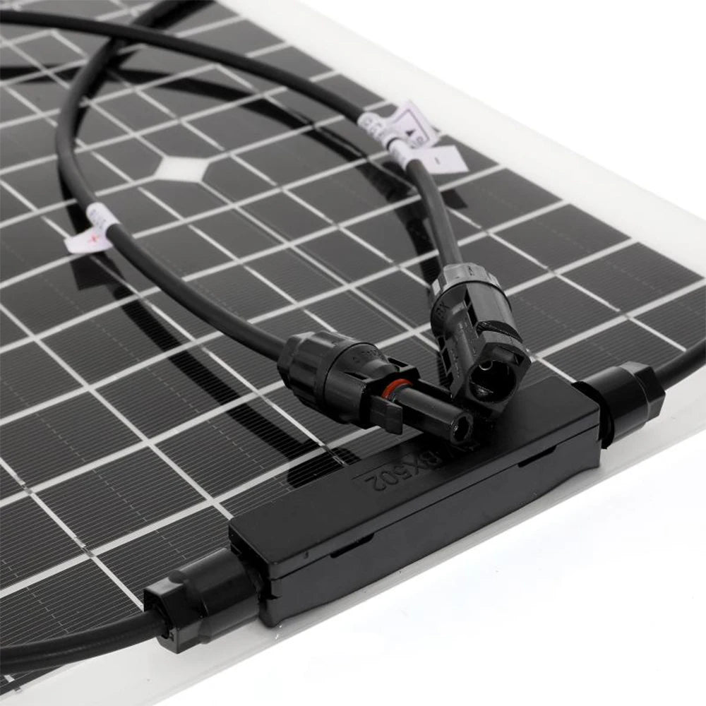 50W Flexible Solar Panel Ultra-Thin 2mm Bendable IP67 Waterproof PV Outputs Stick-On Any Surface Perfect for Curved Roofs Zpaxo