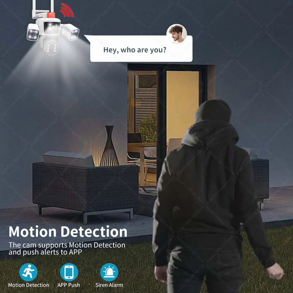 16MP 8K Wifi Security Cameras Four Len Three Screens 10X Zoom Outdoor Zpaxo