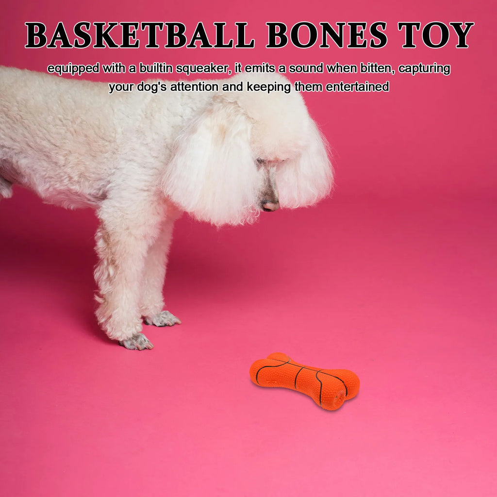 Latex Dog Chew Small Puppy Squeaky Bones Shaped Basketball