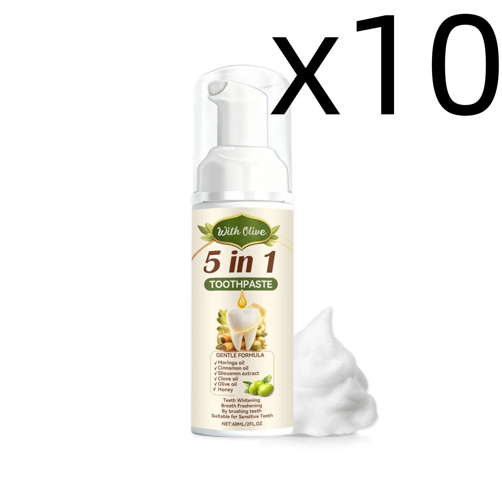 Olive Teeth Clean Toothpaste Mild Foaming Deep Cleaning Offer Oral Health Environment Keep Freshness Breath Portable Toothpaste Zpaxo 60ml X 10PCS