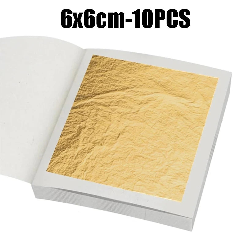 Real 24K Gold Leaf Sheets 3 Sizes 98 Pure Foil Art Craft DIY Zpaxo 6x6cm-10PCS