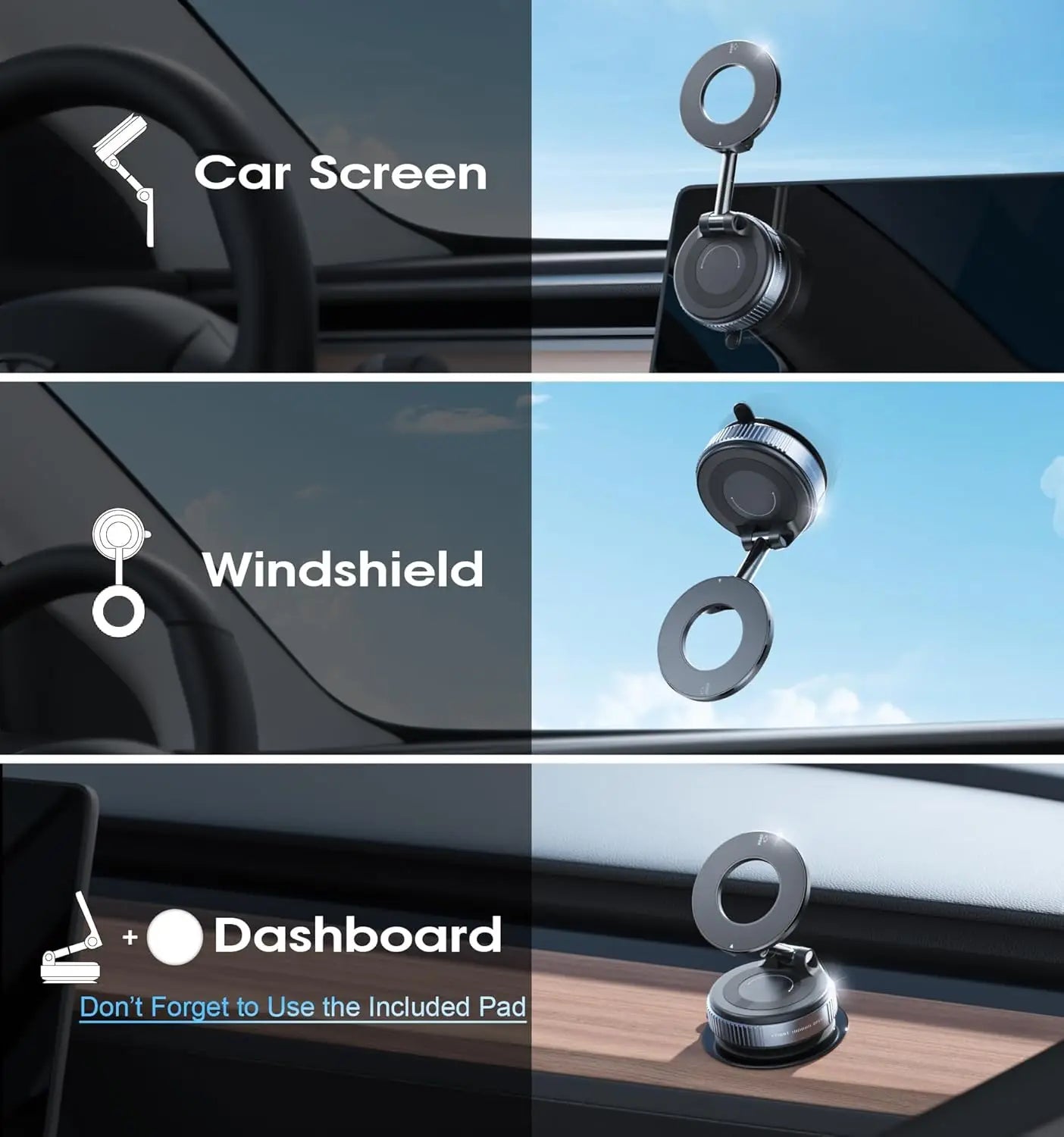 Vacuum Magnetic Universal Holder Magsafe Suction Cup Phone Holder 360 ° Adjustable Magnetic Phone Holder Foldable Pocket Size Zpaxo