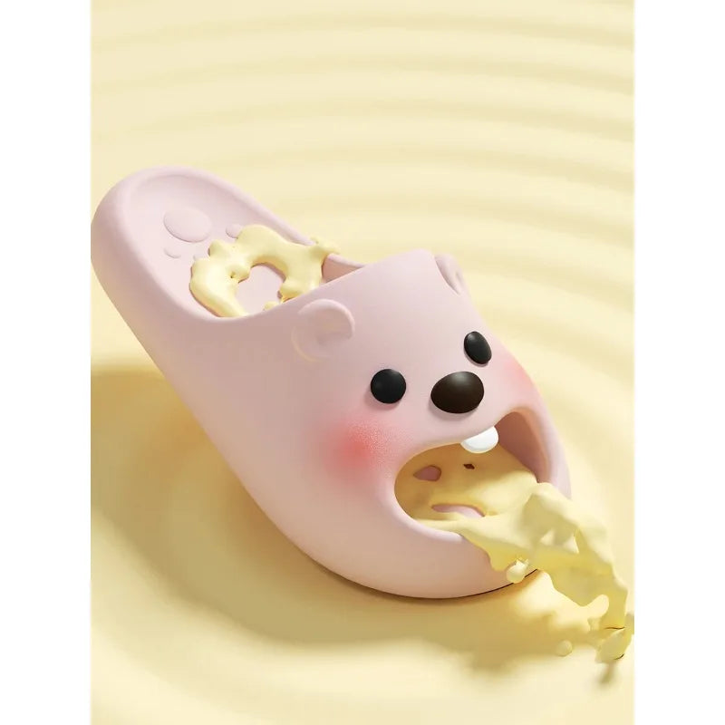 SHAJI Unisex Couple Cute Beaver EVA Slides All Season Breathable
