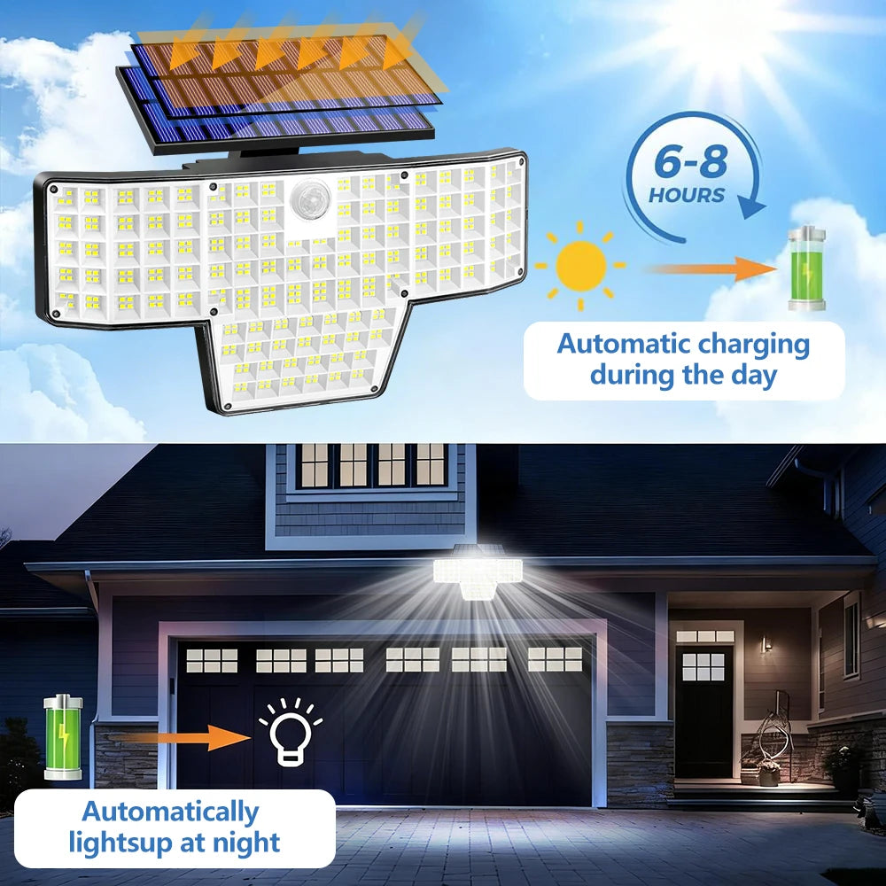 1/2 Packs 448 LED Solar Powered Security Lights Motion Sensor 3 Modes IP65 Waterproof Outdoor Wall Flood Lights for Garden Yard Zpaxo