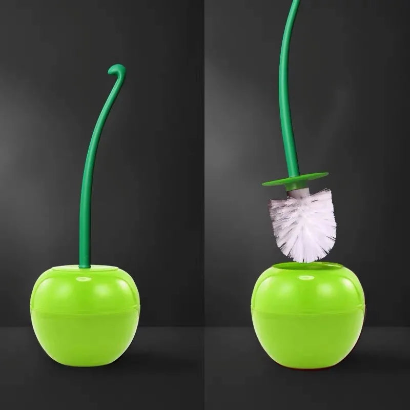 1pc Red Toilet Brush Creative Lovely Cherry Shape Lavatory Toilet Brush Holder Set Toilet Holder Bathroom Accessories Zpaxo 1pc GREEN