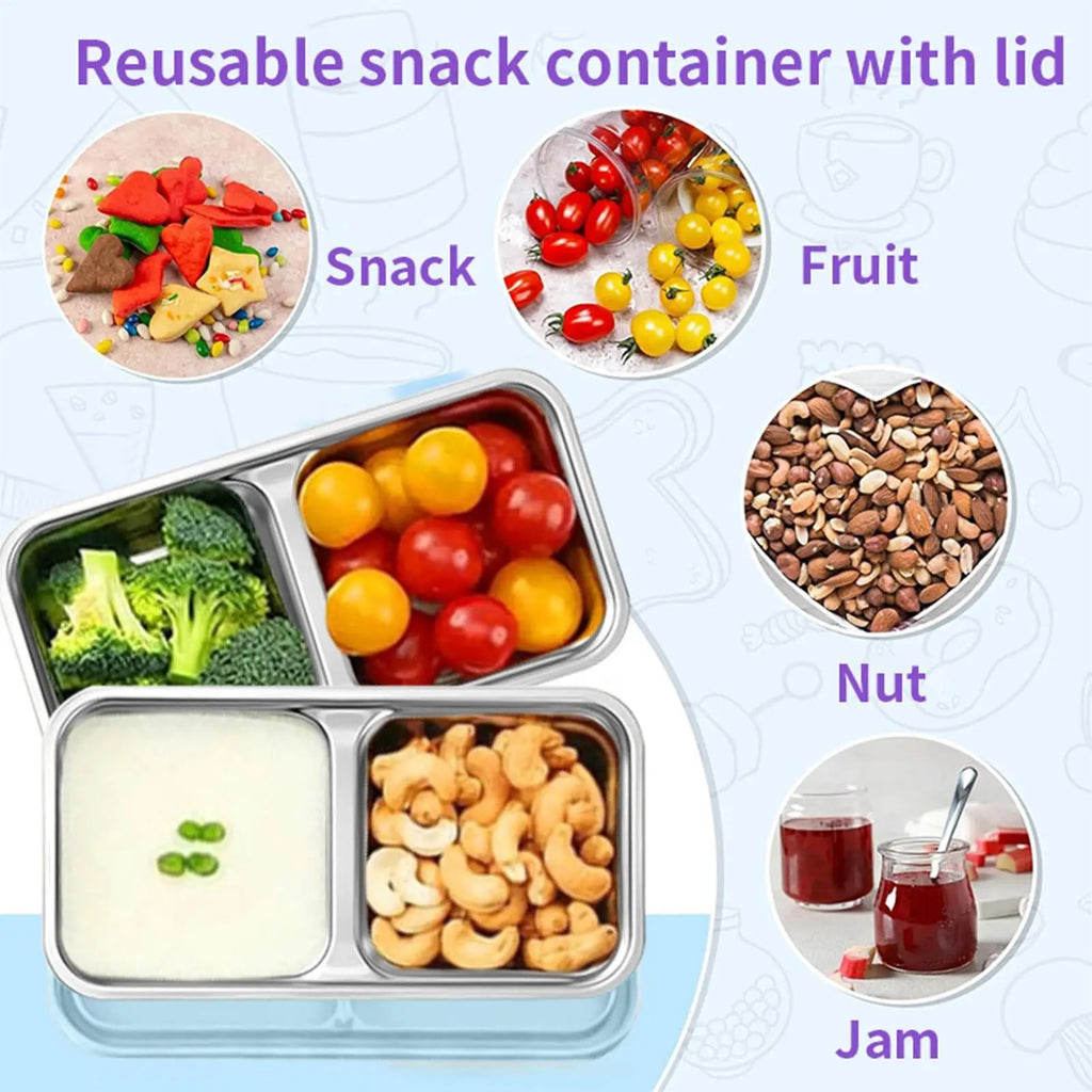 Stainless Steel Snack Containers Kids Airtight Reusable Food Storage