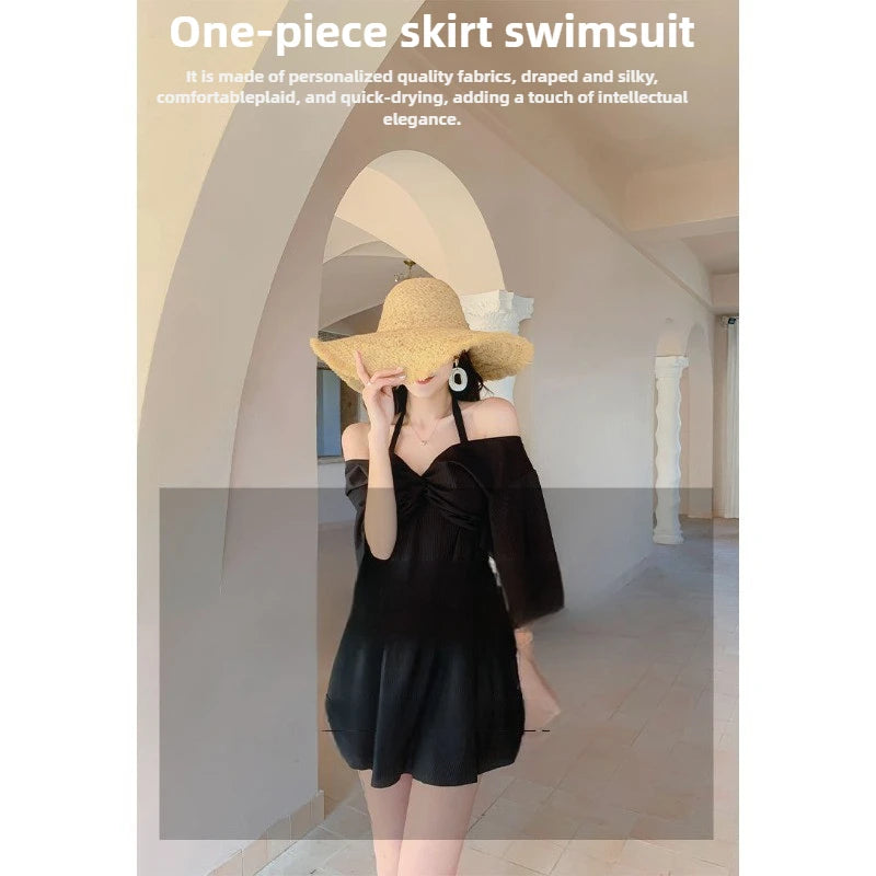 Large Size One Piece Swimsuit Womens Hot Spring Swimsuit Swimsuit Womens Professional Conservative Belly Covering New Swimsuit Zpaxo