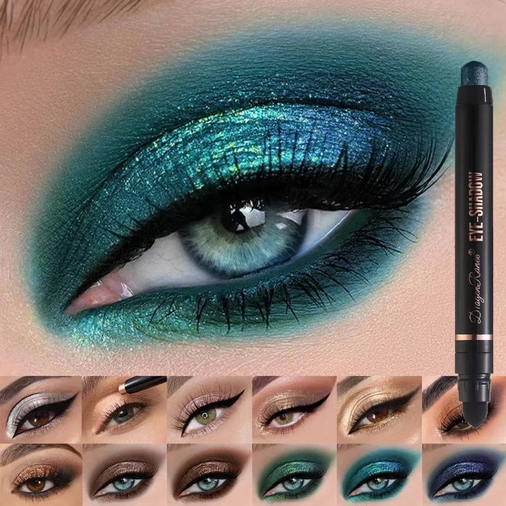 Double Head Pearlescent Eyeshadow Pencil Waterproof Glitter Metallic Blue Green Eye Shadow Makeup Pigment White Eyes Highlighter Zpaxo